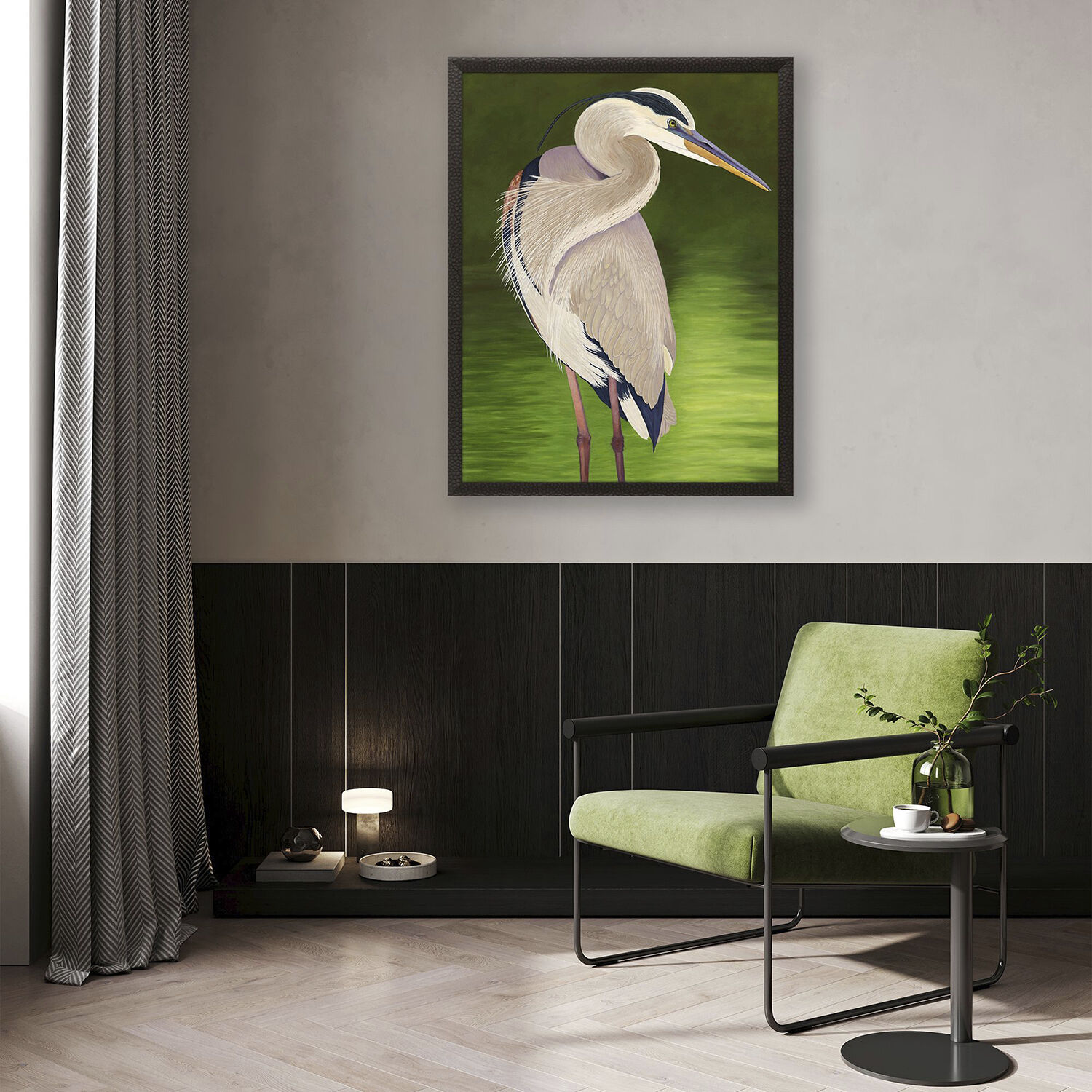 Animals Green and Blue and Rust and White Framed Art