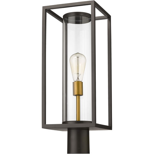 Dunbroch 1 Light 21.75 inch Deep Bronze and Outdoor Brass Outdoor Post Mount Fixture