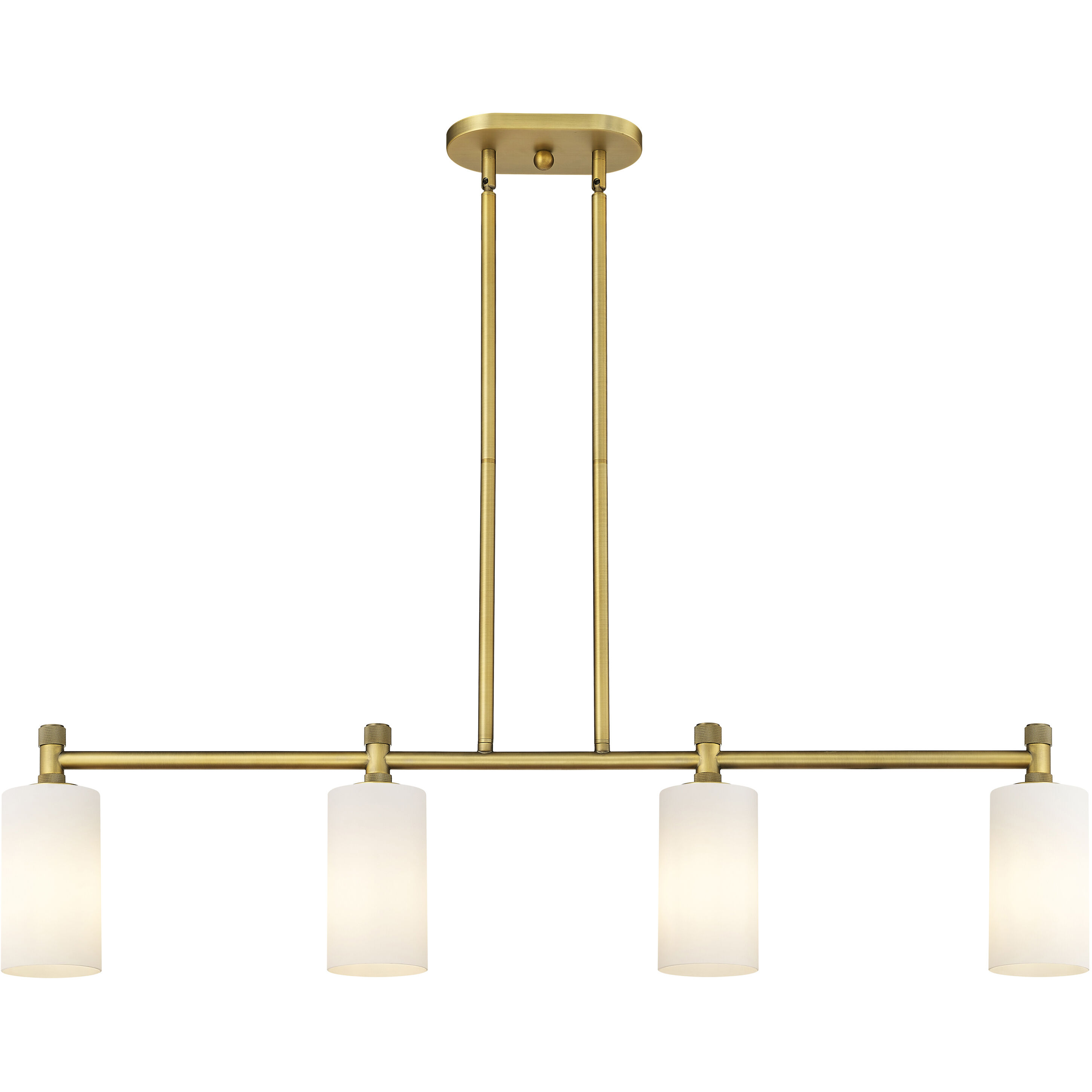 Downtown Urban Crown Point Island Light Ceiling Light in Brushed Brass, Matte White