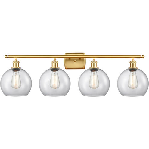 Ballston Athens 4 Light 36 inch Satin Gold Bath Vanity Light Wall Light in Clear Glass, Ballston