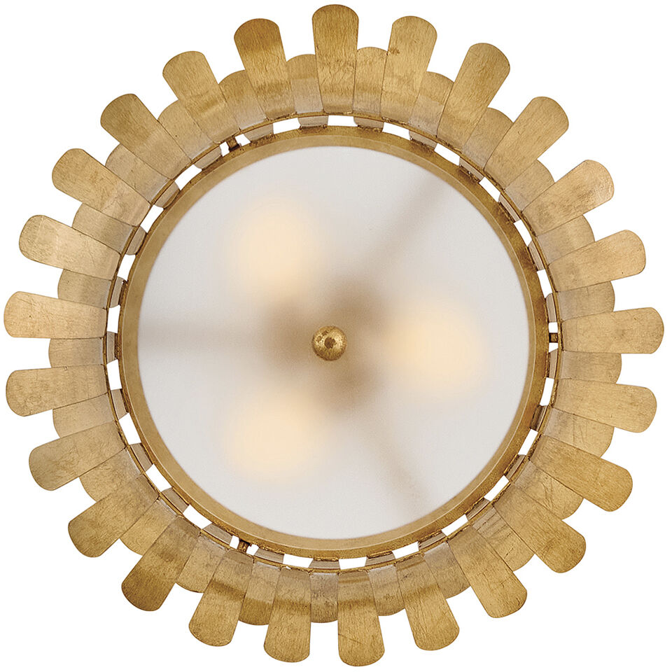 Reina 3 Light 20 inch Distressed Brass Semi-flush Mount Ceiling Light