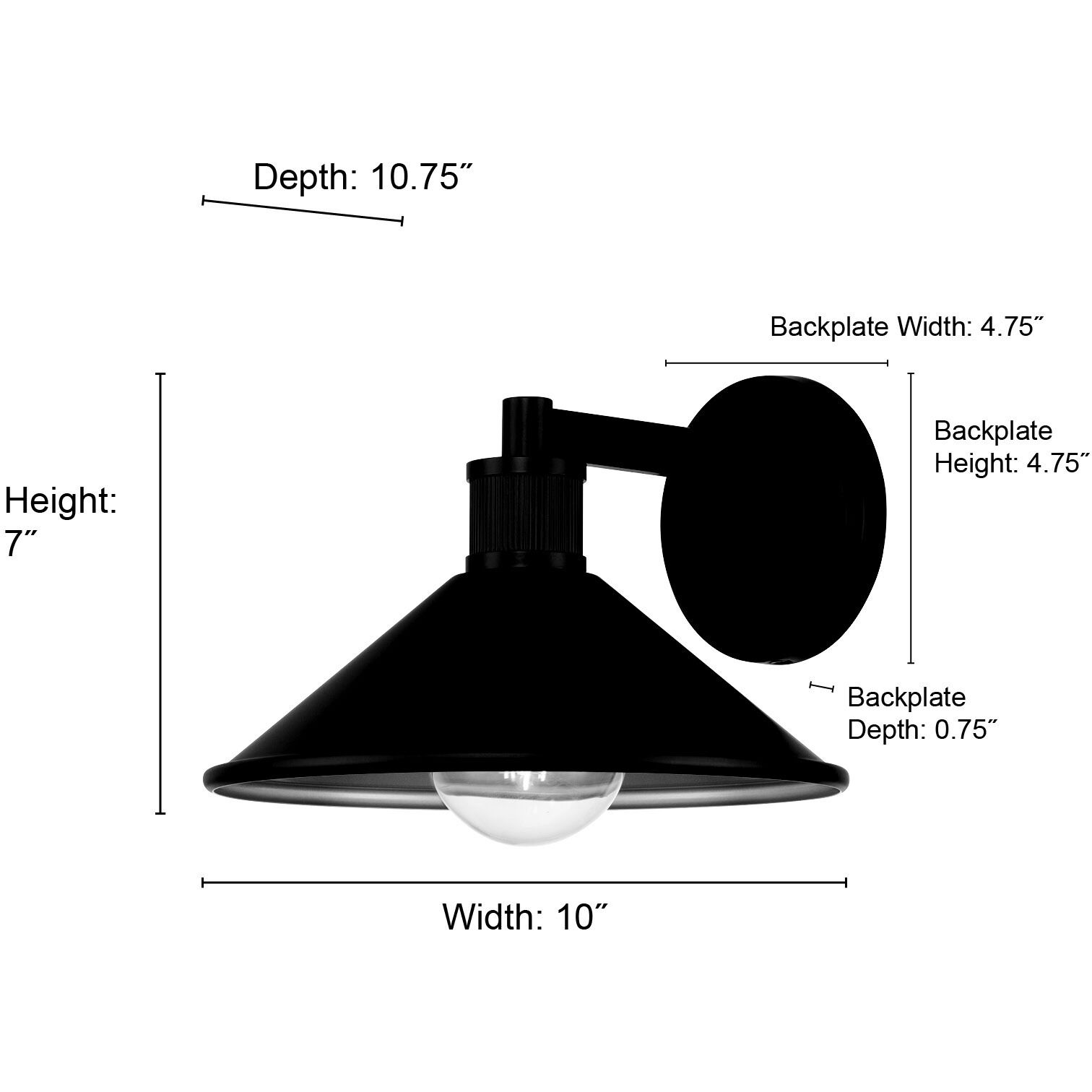 Vectra 1 Light 7 inch Powder Coated Black Outdoor Wall Sconce