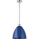 Ballston Plymouth Dome 1 Light 12 inch Polished Chrome Pendant Ceiling Light in Matte Blue