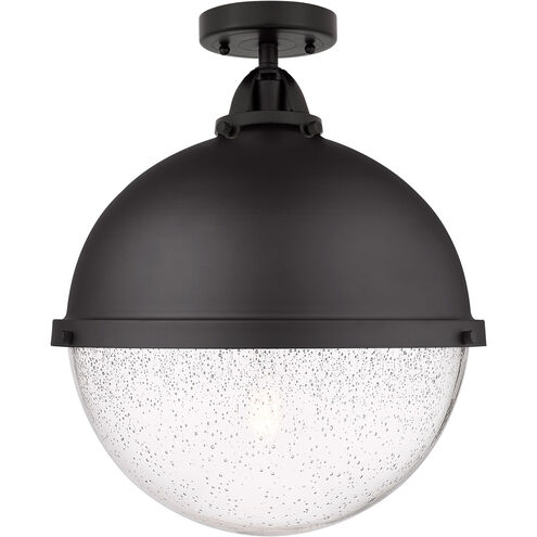 Nouveau 2 Hampden LED 12.88 inch Matte Black Semi-Flush Mount Ceiling Light in Seedy Glass
