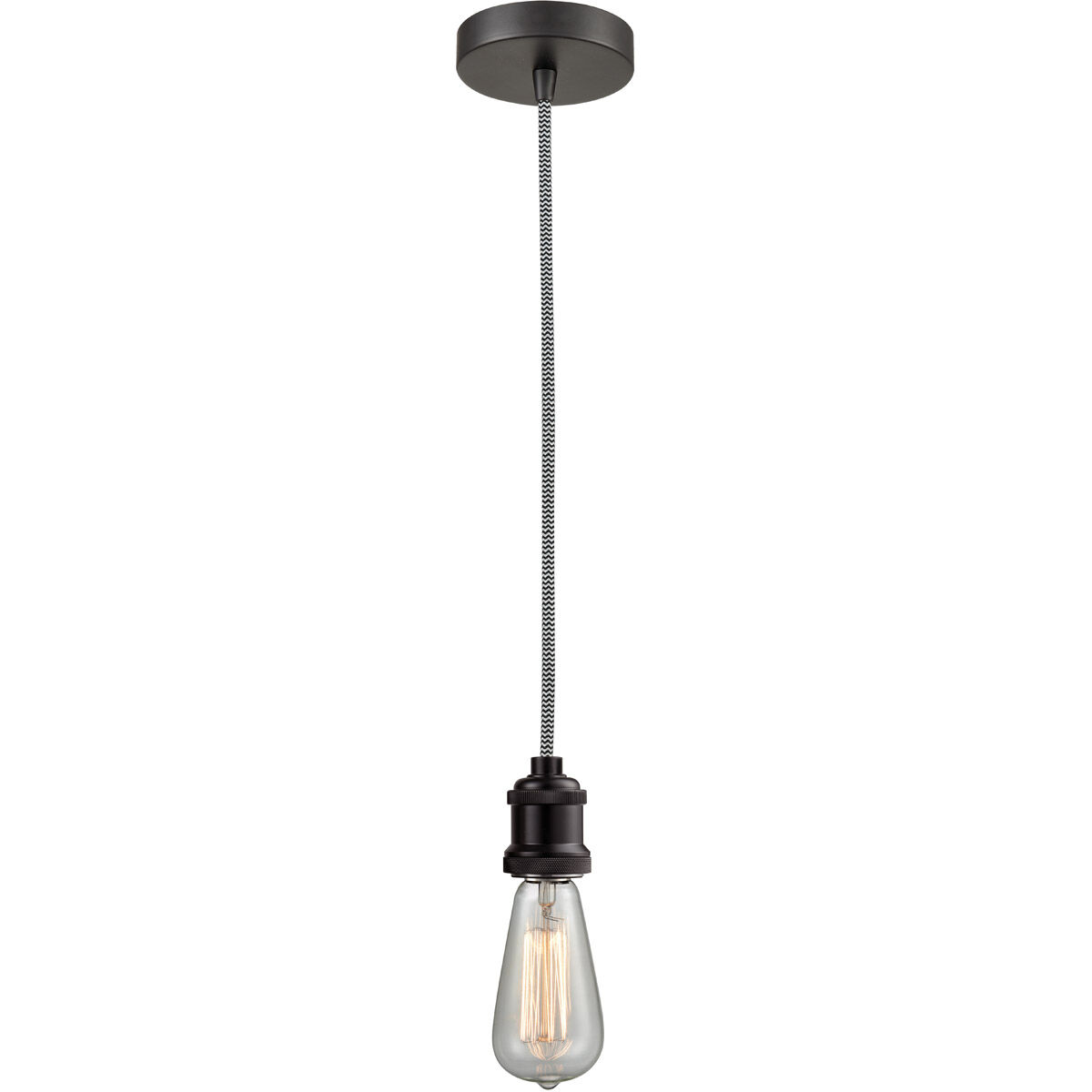 Edison Bare Bulb 1 Light 2 inch Oil Rubbed Bronze Mini Pendant Ceiling Light in Zebra, Edison