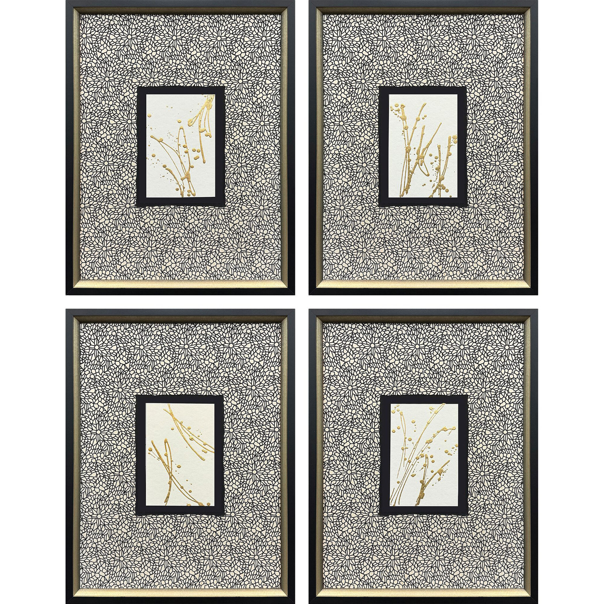 Liquid Gold Metallic and Black and Multi Framed Art, The Studio