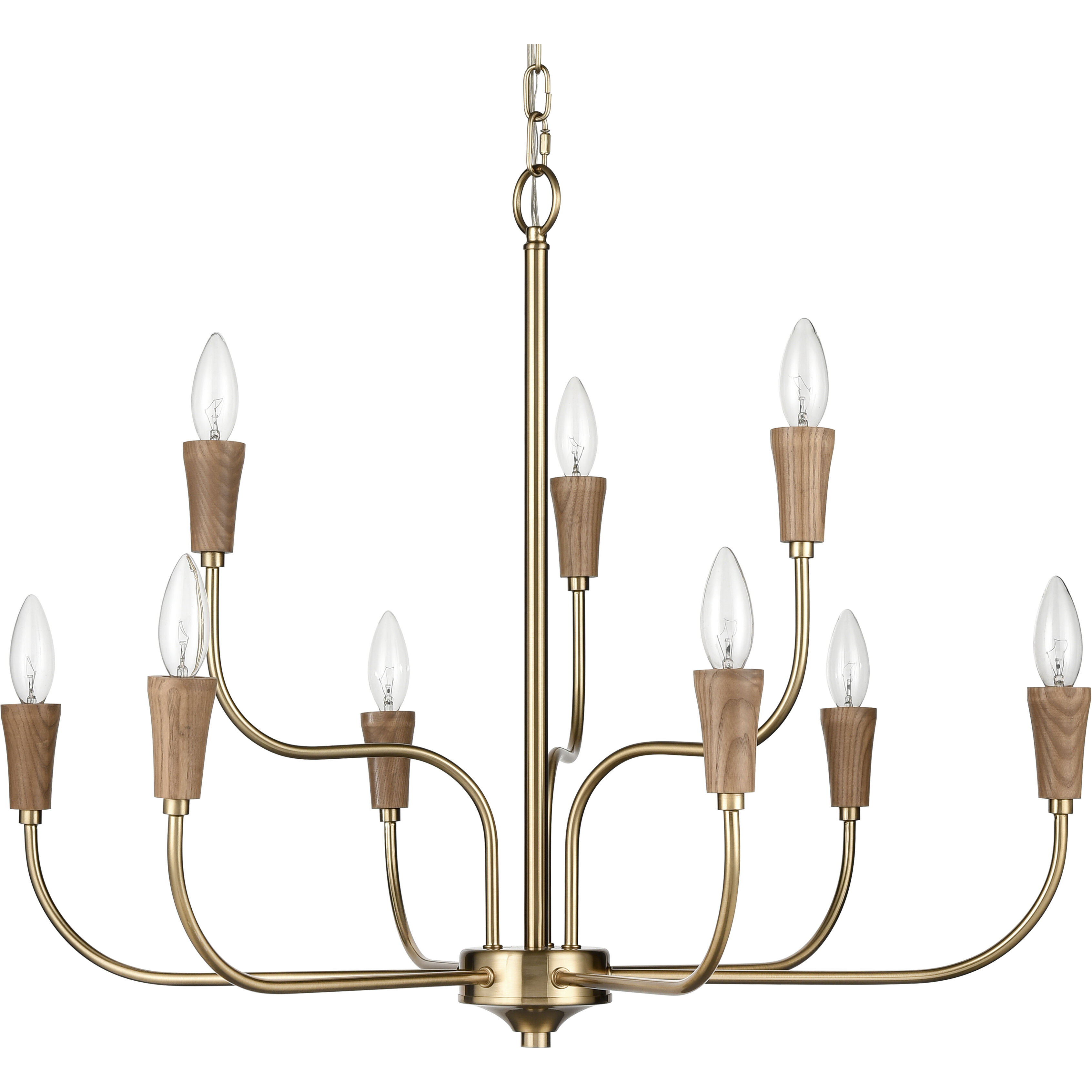 Inga 9 Light 29 inch Brass with Natural Chandelier Ceiling Light