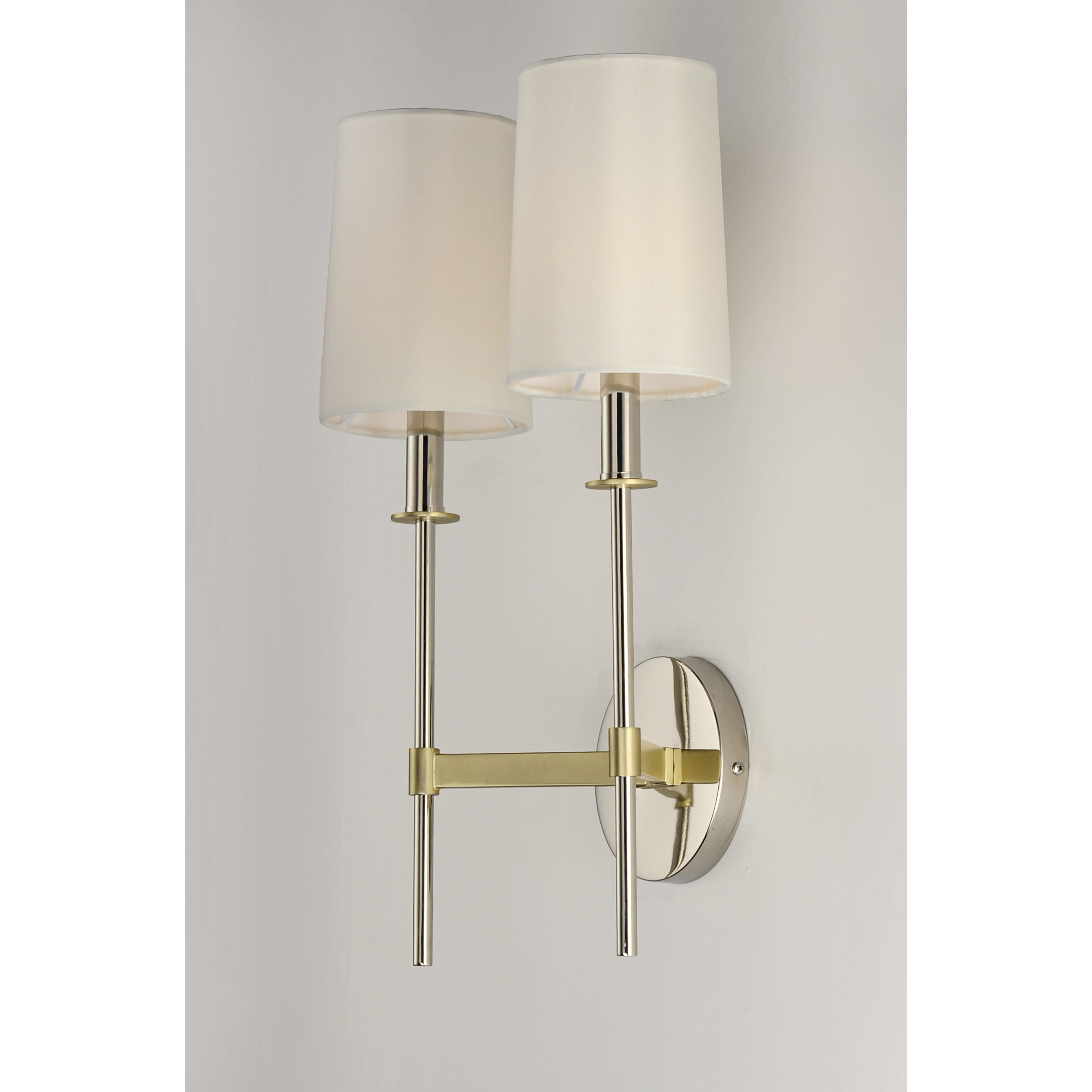Uptown 2 Light 13 inch Satin Brass/Polished Nickel Wall Sconce Wall Light