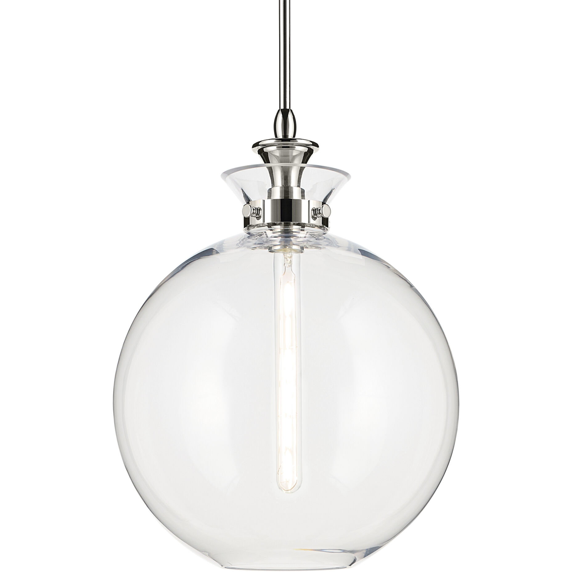 Laria 1 Light Polished Nickel Pendant Ceiling Light in Clear