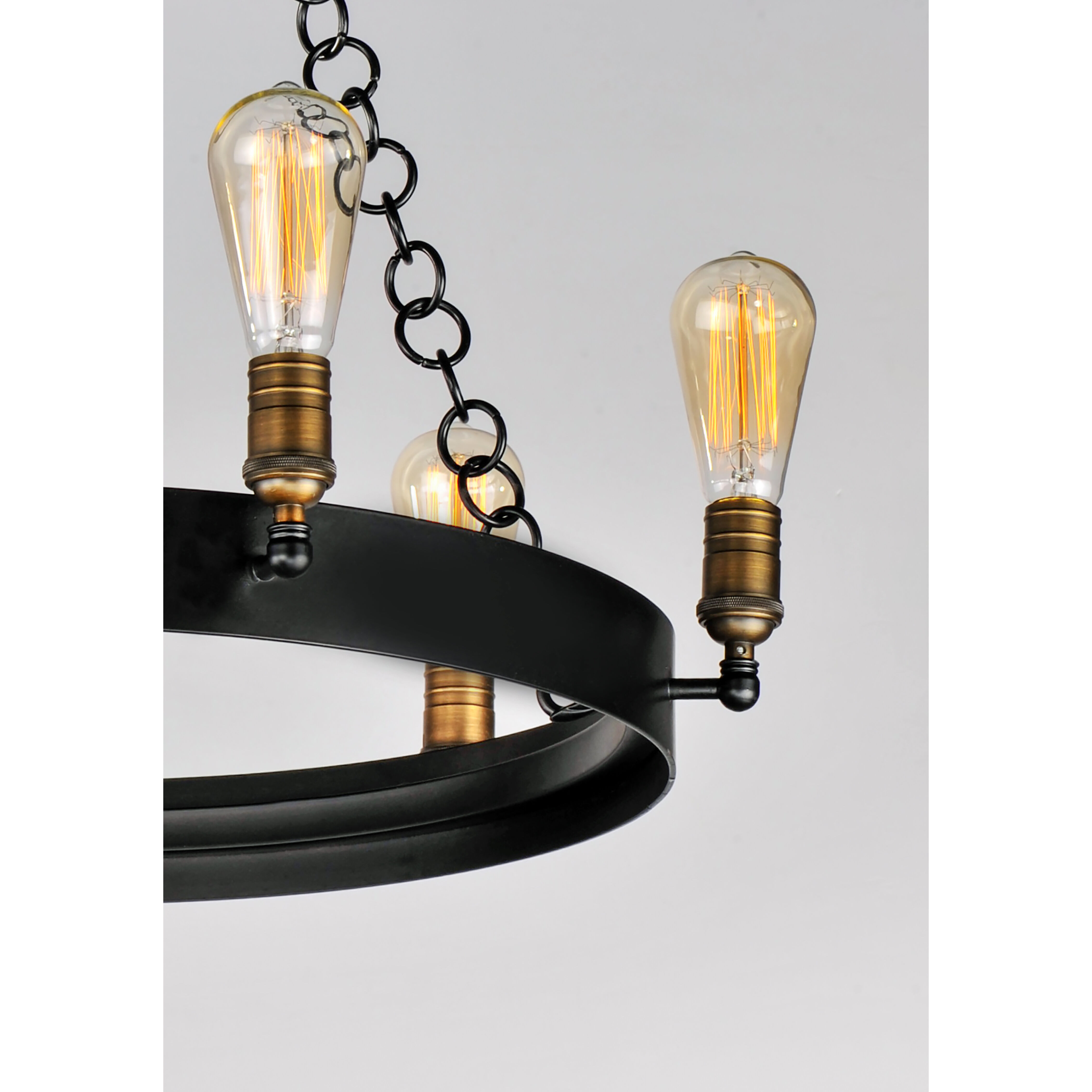Noble 6 Light 26 inch Black/Natural Aged Brass Chandelier Ceiling Light in Medium Base
