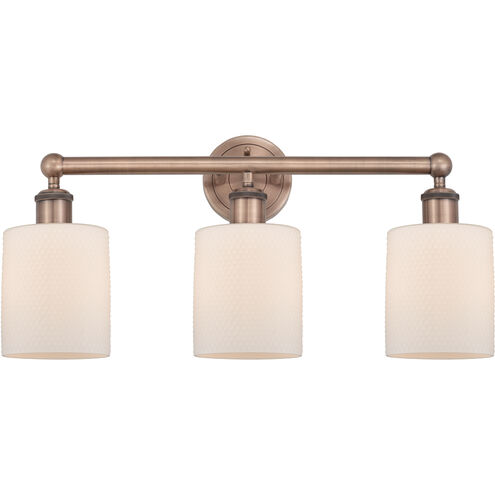 Cobbleskill 3 Light 23 inch Antique Copper and Matte White Bath Vanity Light Wall Light
