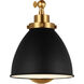 C&M by Chapman & Myers Wellfleet 15.88 inch 75 watt Midnight Black and Burnished Brass Task Sconce Wall Light in Midnight Black / Burnished Brass