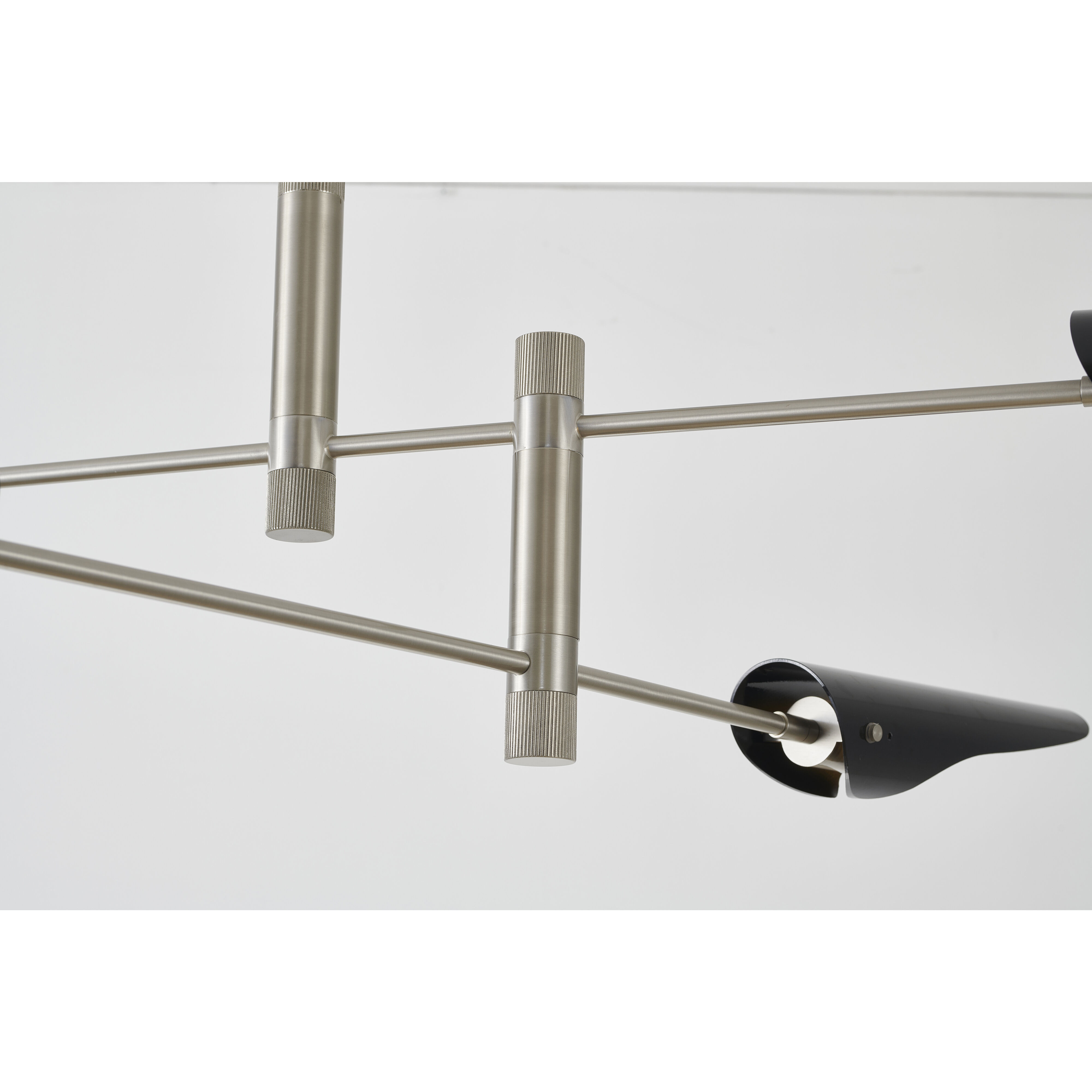 Canada 4 Light 60 inch Shiny Nickel and Black Chandelier Ceiling Light