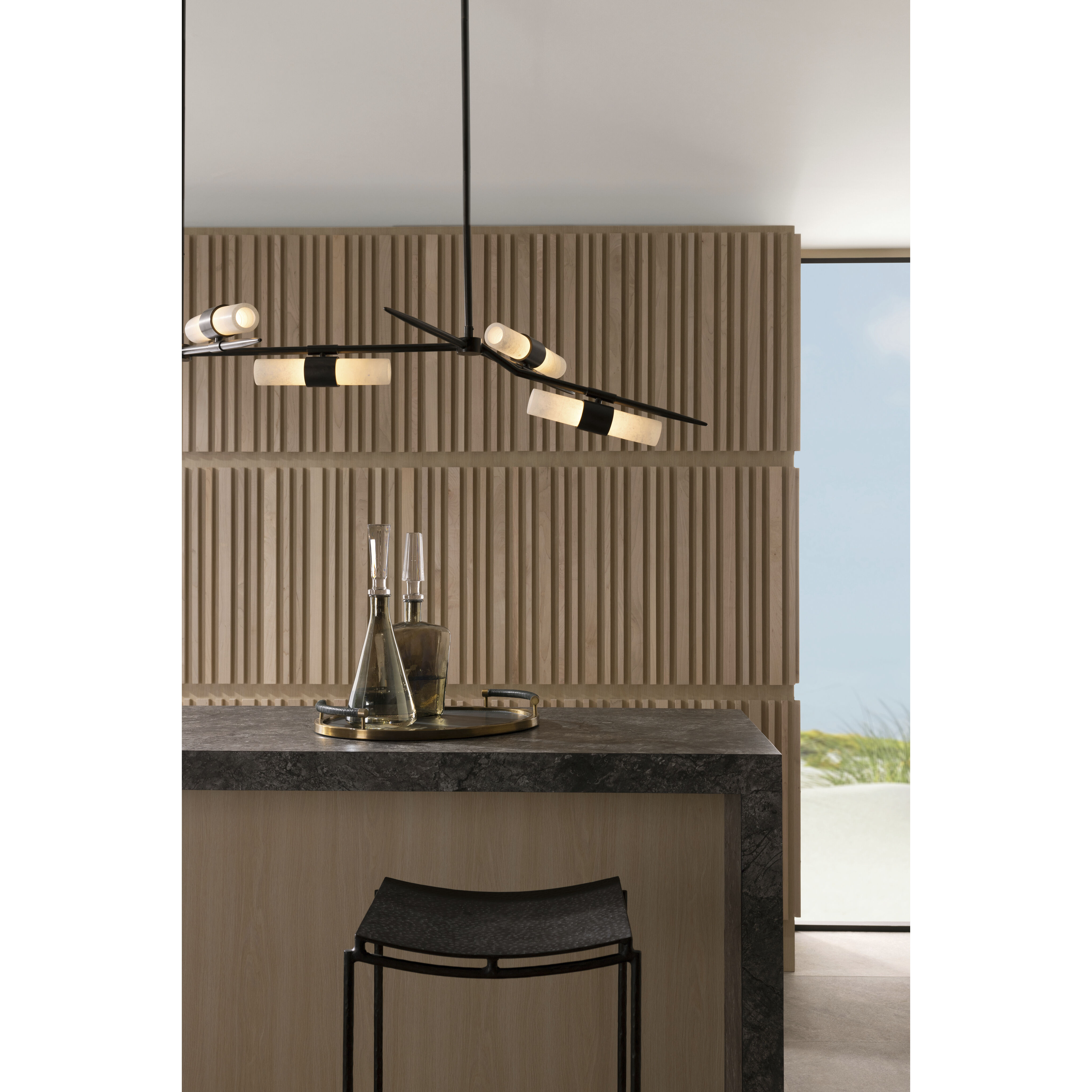 Travis 8 Light 62 inch English Bronze Linear Chandelier Ceiling Light