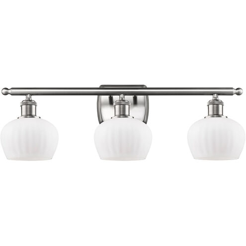 Ballston Fenton 3 Light 26 inch Brushed Satin Nickel Bath Vanity Light Wall Light in Matte White Glass, Ballston
