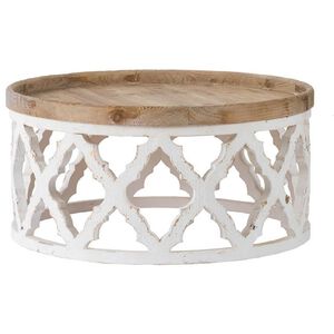Wooden 32.1 inch Weathered White Coffee Table