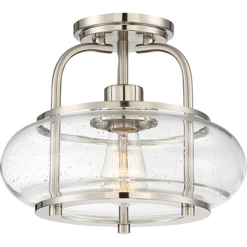 Trilogy 1 Light 12 inch Brushed Nickel Semi-Flush Mount Ceiling Light
