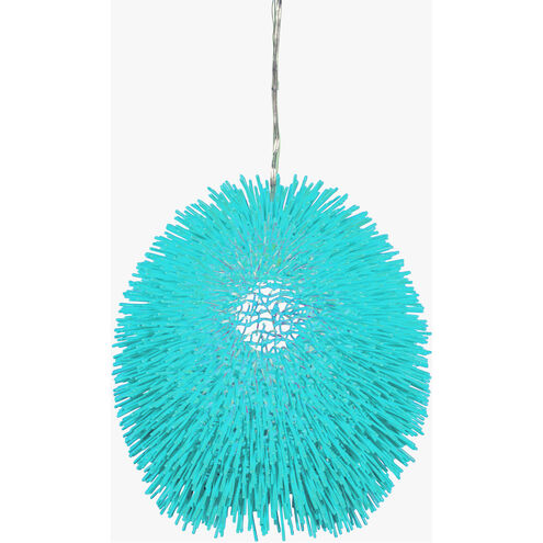 Urchin 1 Light 13 inch Aqua Velvet Pendant Ceiling Light