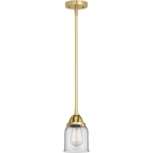 Nouveau 2 Bell 1 Light 5 inch Satin Gold Mini Pendant Ceiling Light in Incandescent, Clear
