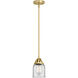 Nouveau 2 Bell 1 Light 5 inch Satin Gold Mini Pendant Ceiling Light in Incandescent, Clear