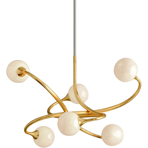 Signature 6 Light 29 inch Gold Leaf Chandelier Ceiling Light