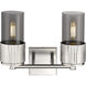 Bolivar 2 Light 13.5 inch Satin Nickel Bath Vanity Light Wall Light in Plated Smoke Glass