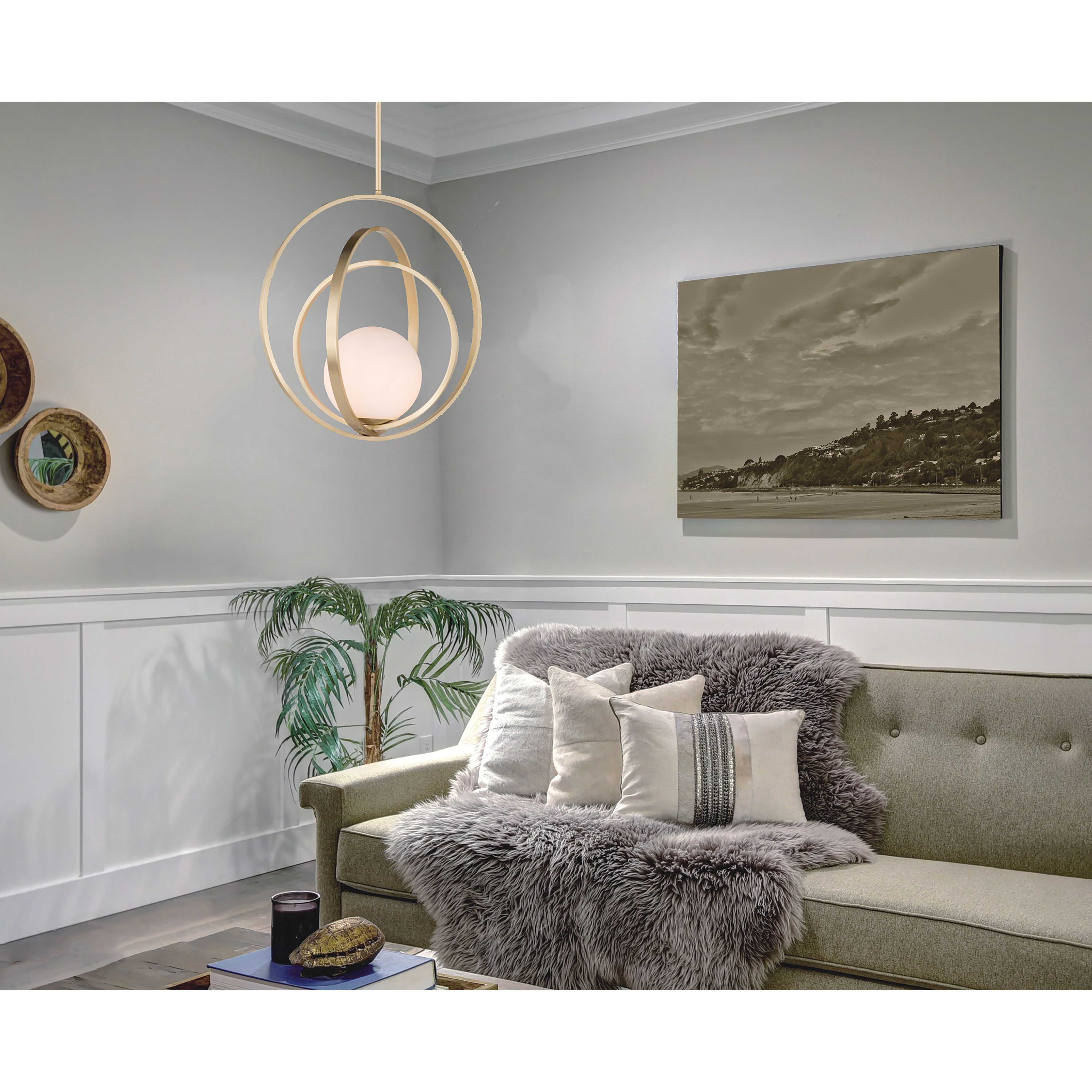 Coronet 1 Light 18 inch Satin Brass Single Pendant Ceiling Light