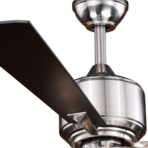 Clara 52 inch Brushed Nickel with Black Blades Ceiling Fan, Integrated Dimmable Remote