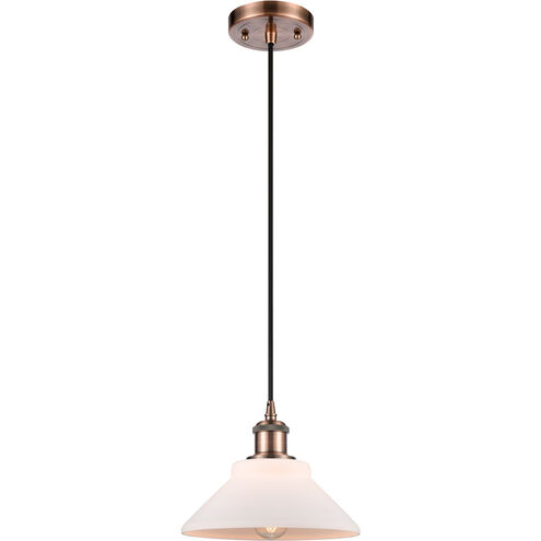 Ballston Orwell 1 Light 8 inch Antique Copper Mini Pendant Ceiling Light in Matte White Glass, Ballston