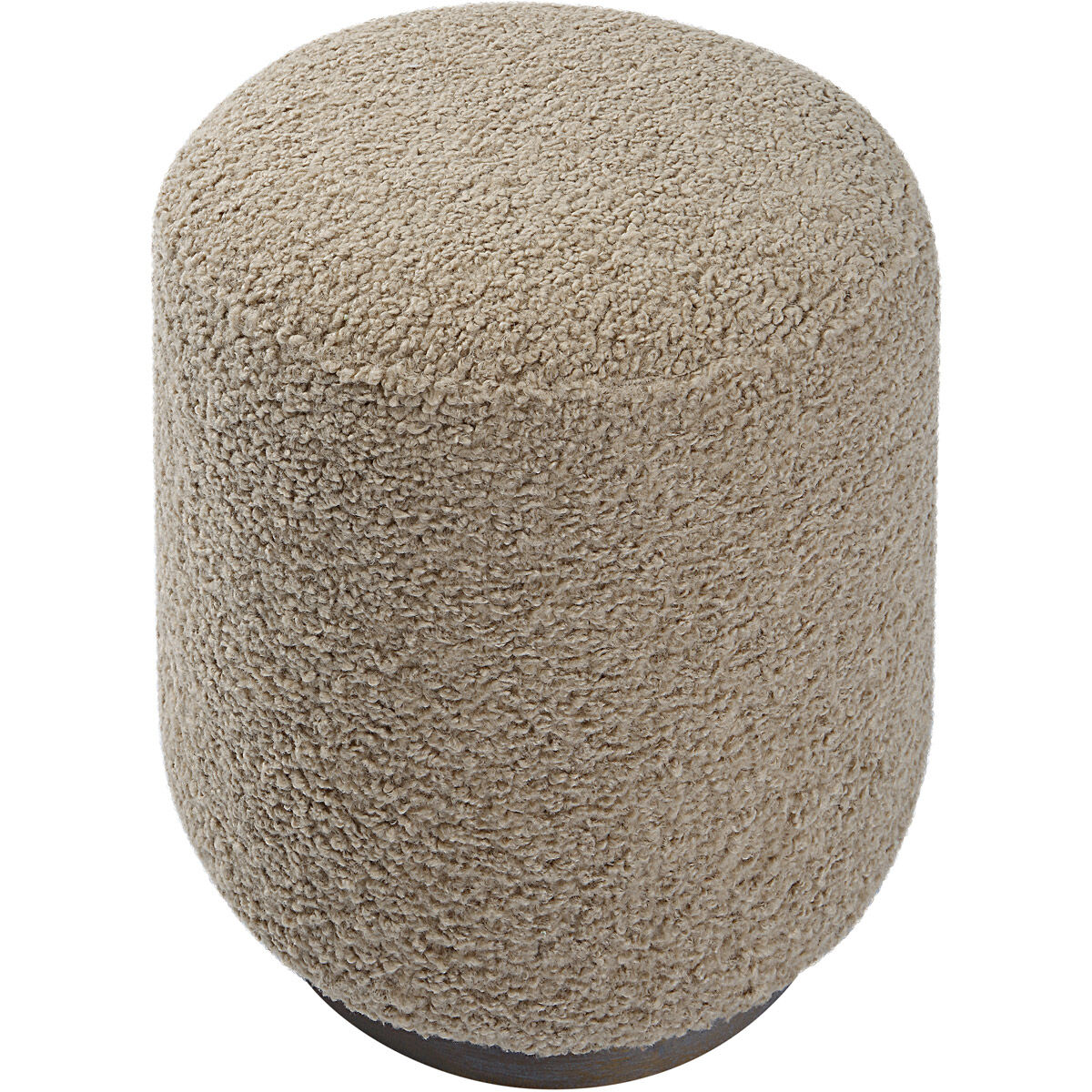 Avila 18 inch Latte Toned Faux Shearling with Walnut Stained Oak Ottoman