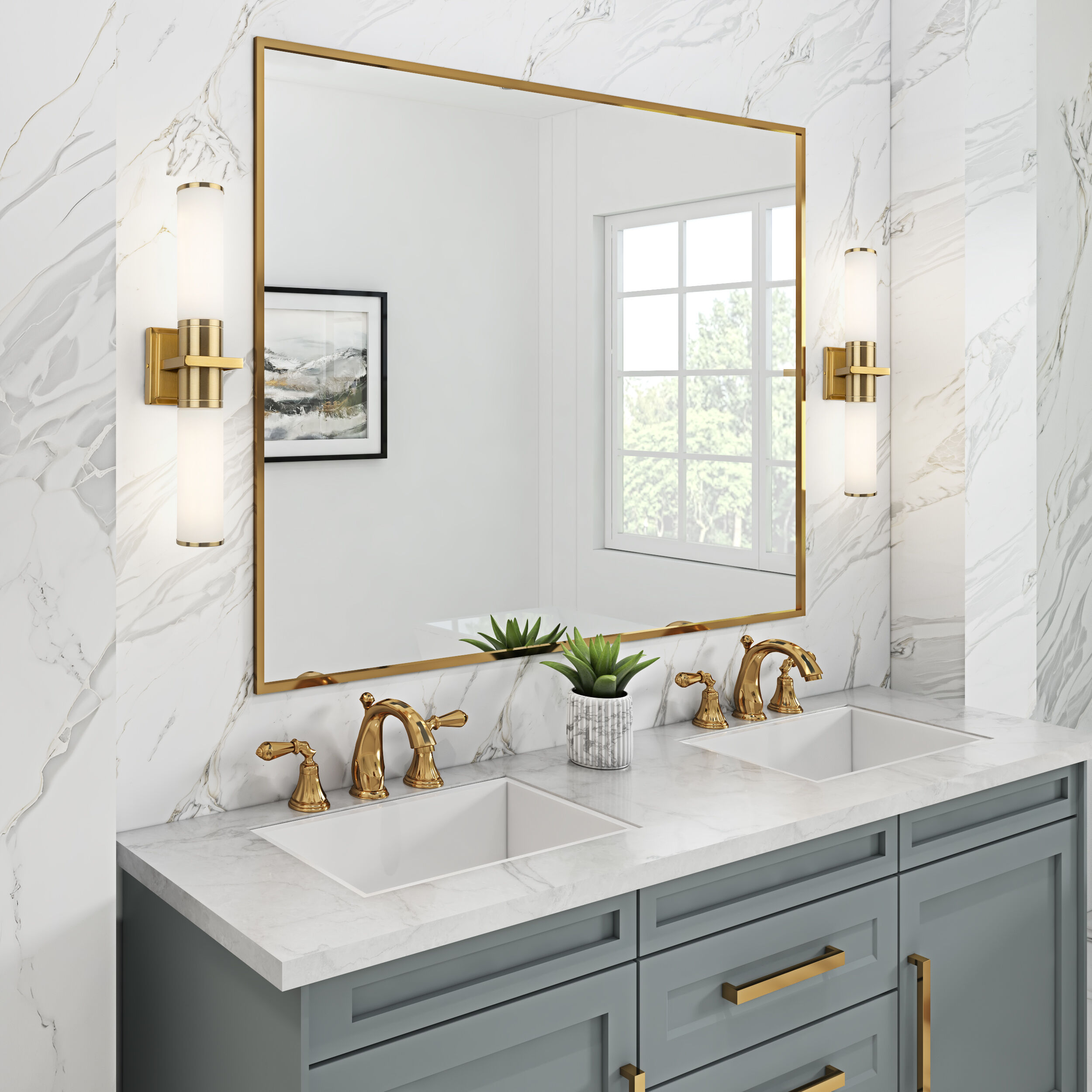 Positano LED 20.8 inch Brushed Brass Bathroom Vanity Wall Light in Satin White