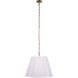 Scalloped 1 Light 24 inch Antique Brass Pendant Ceiling Light in White Boucle