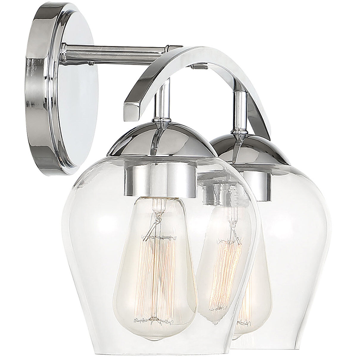 Transitional 2 Light 16 inch Chrome Bathroom Vanity Light Wall Light