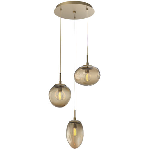 Cosmos Incandescent 3 Light 22.3 inch Gilded Brass Chandelier Ceiling Light in Bronze Cosmos, Round Multi-Port