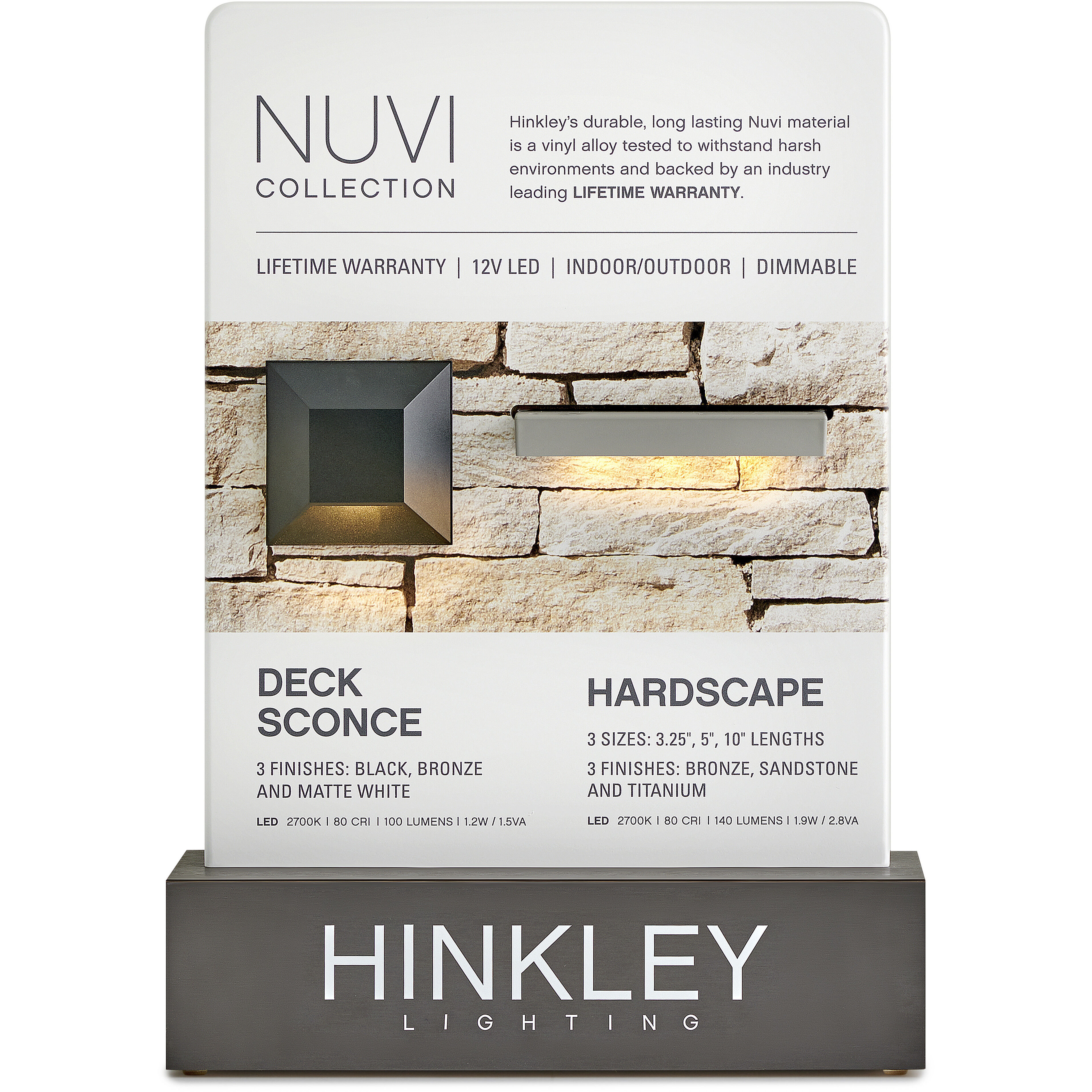 Nuvi 12v 1.40 watt Matte White Landscape Deck Sconce, Square