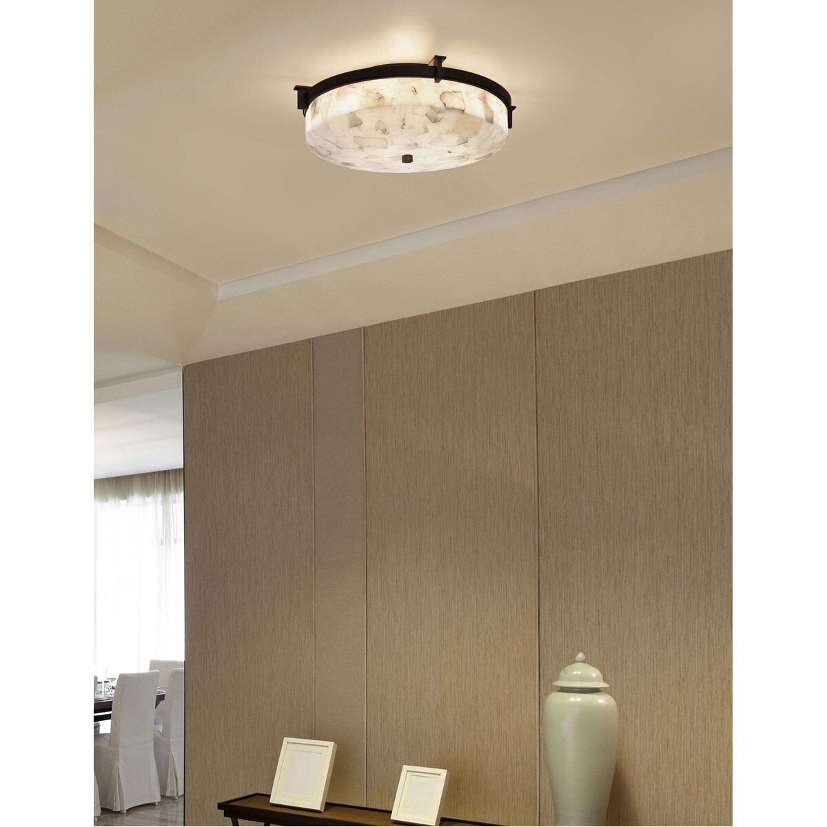 Alabaster Rocks 2 Light 16 inch Dark Bronze Flush Mount Ceiling Light in Incandescent