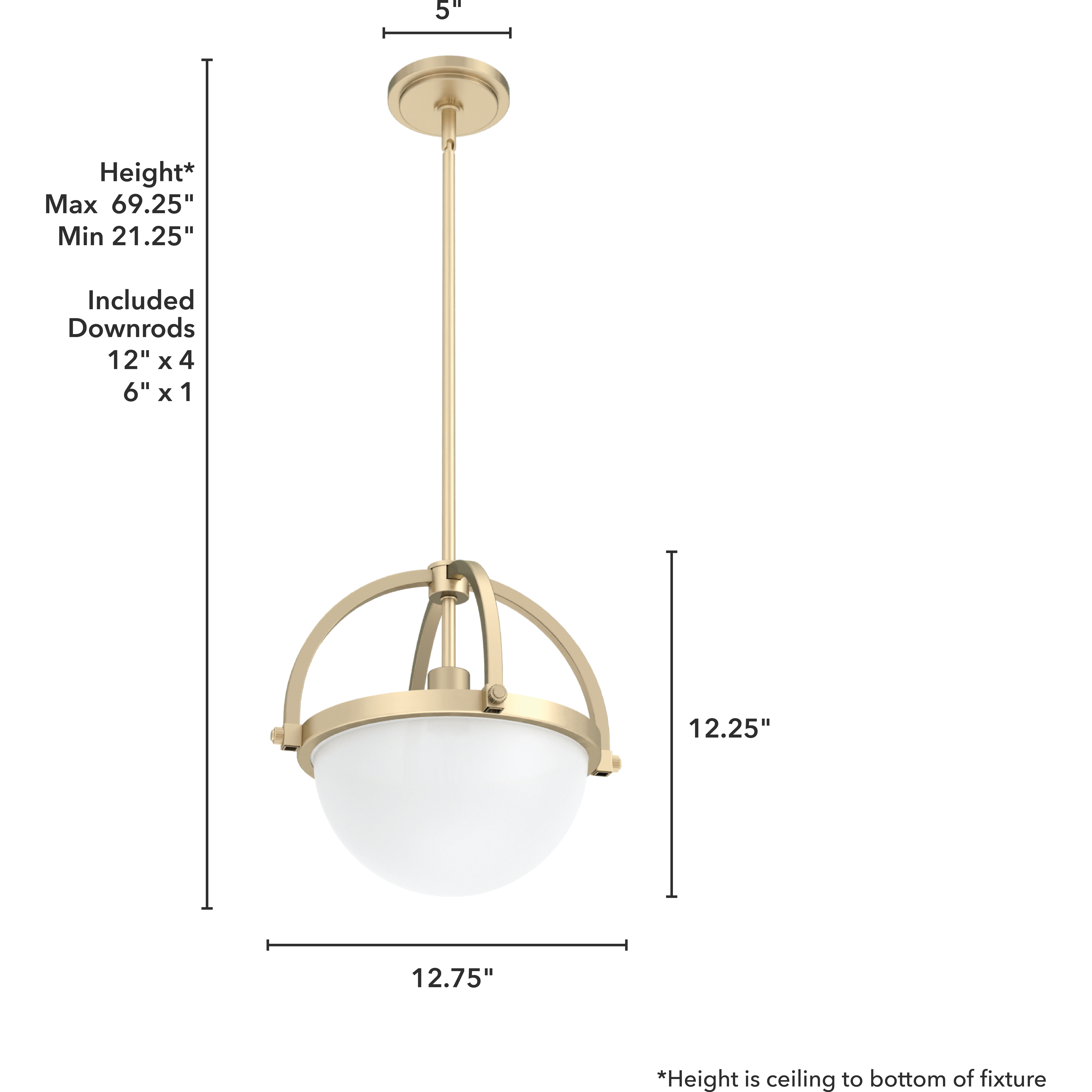 Wedgefield 1 Light 13 inch Alturas Gold Pendant Ceiling Light