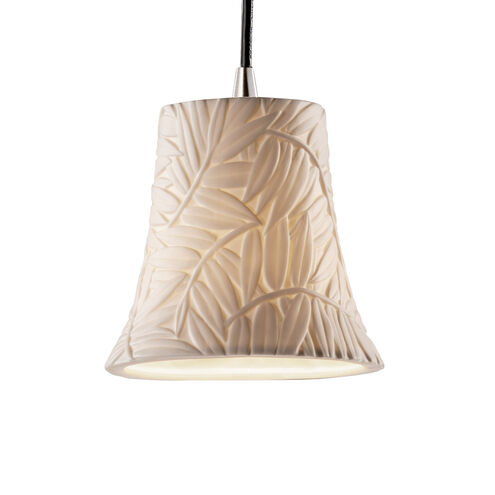 Limoges 1 Light 4 inch Brushed Nickel Pendant Ceiling Light in Cord, Bamboo, Round Flared