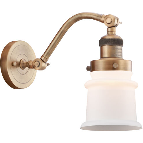 Franklin Restoration Small Canton 1 Light 7 inch Brushed Brass Sconce Wall Light in Matte White Glass, Franklin Restoration