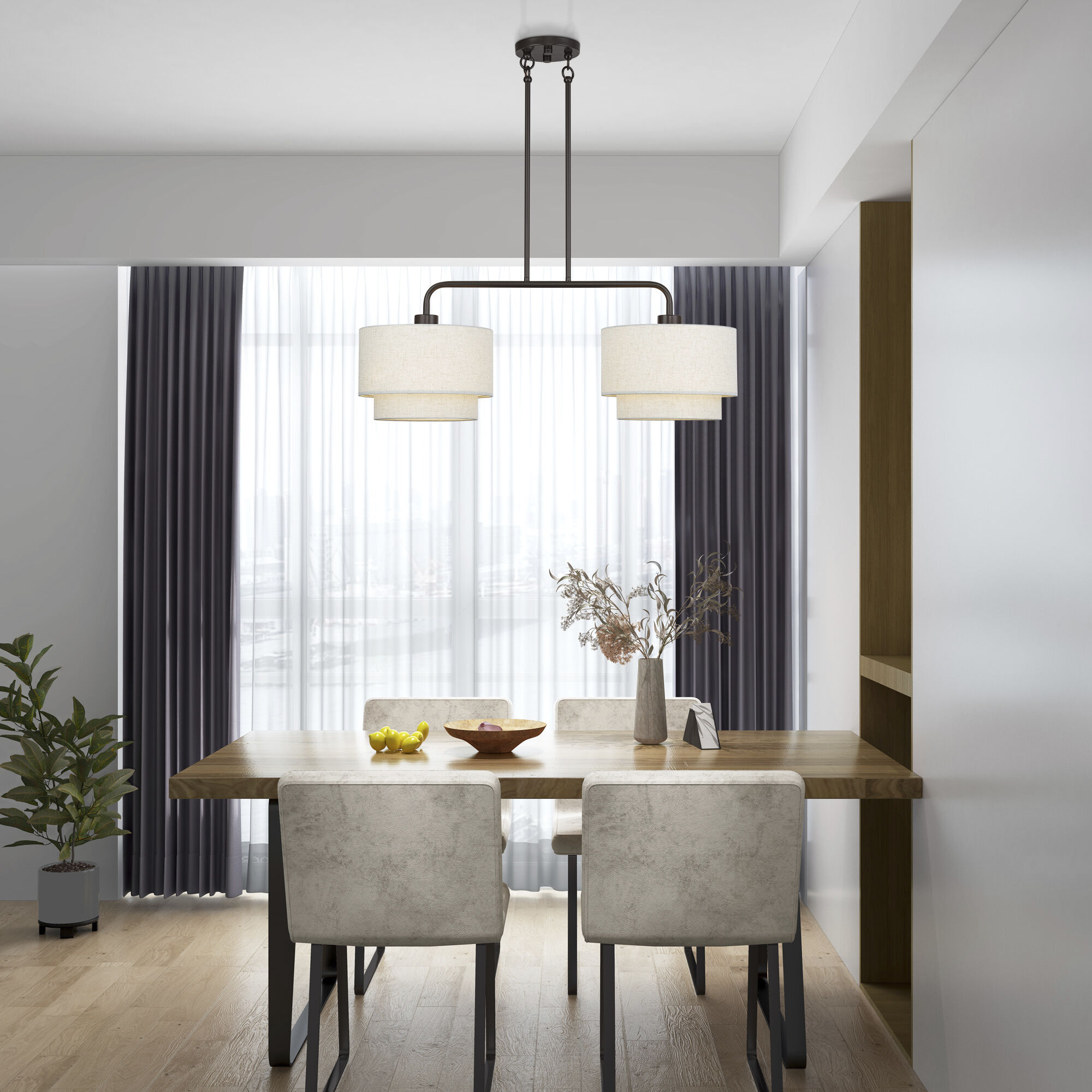 Manorwood 2 Light 34 inch English Bronze Linear Chandelier Ceiling Light, Large