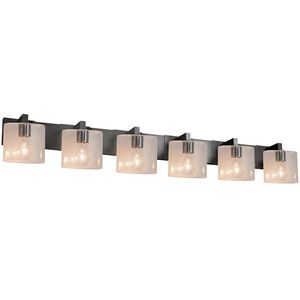 Fusion 6 Light 56 inch Matte Black Bath Bar Wall Light in Oval, Incandescent, Seeded, Oval