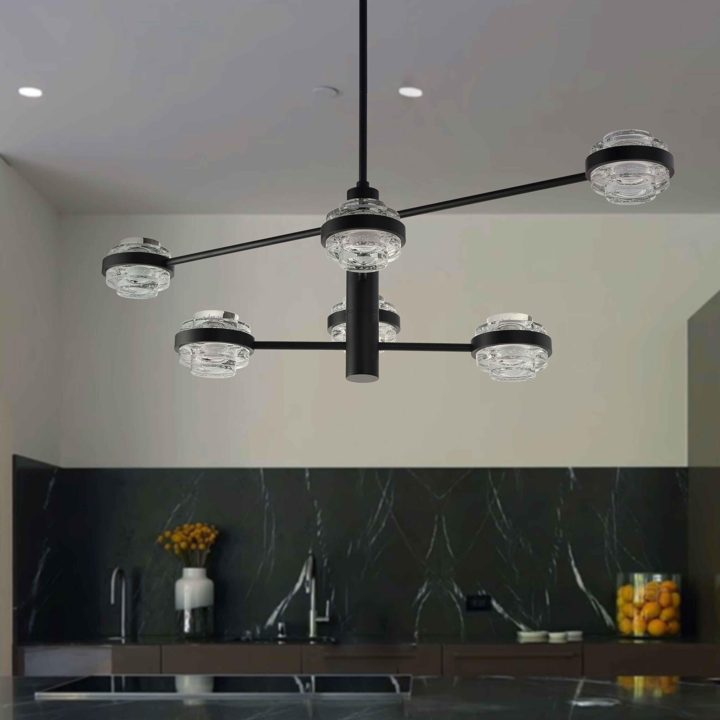 Milano Series 17 inch Black Chandelier Ceiling Light, Artisan Collection