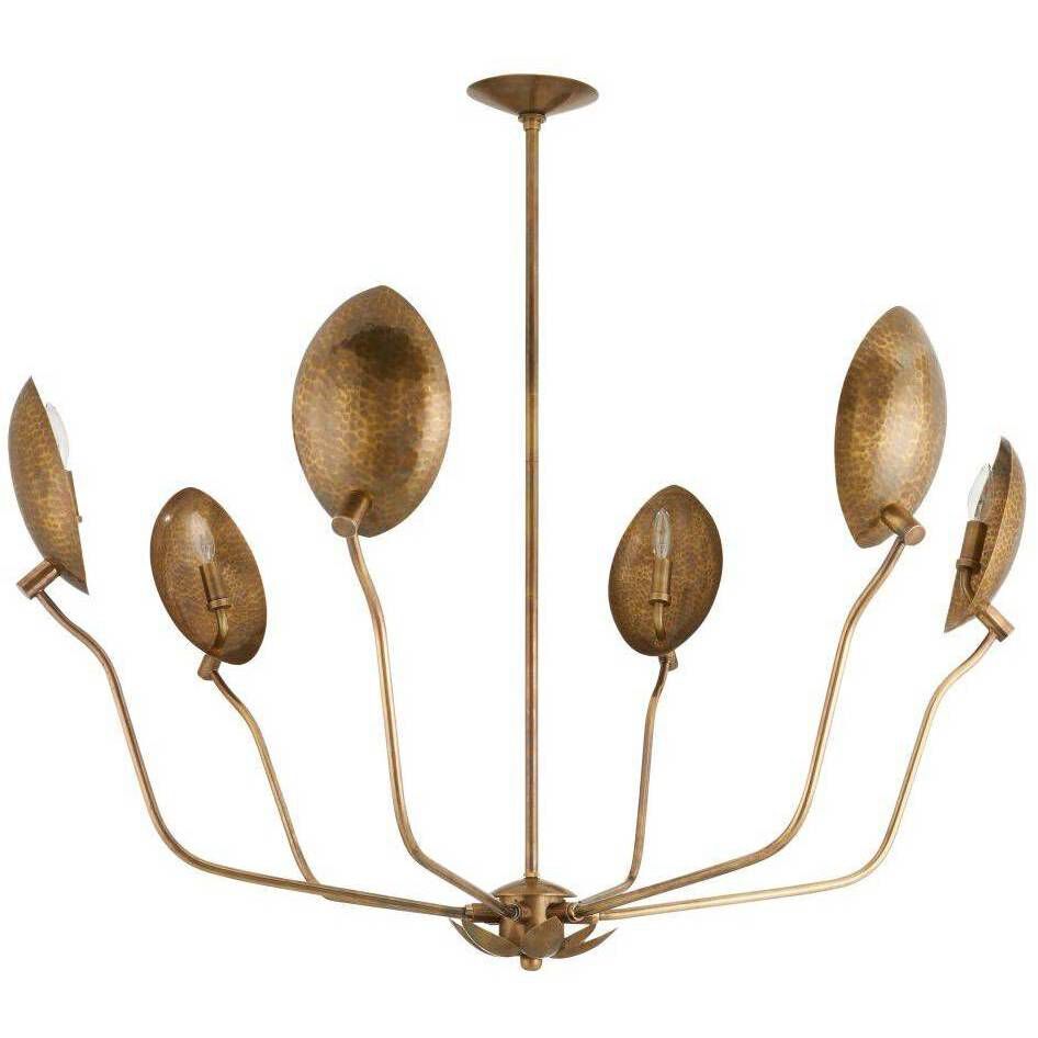 Flores 6 Light 46 inch Vintage Brass Chandelier Ceiling Light