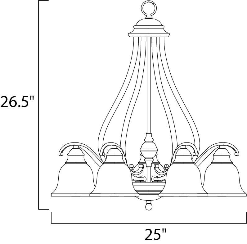 Linda 5 Light 25 inch Black Down Light Chandelier Ceiling Light