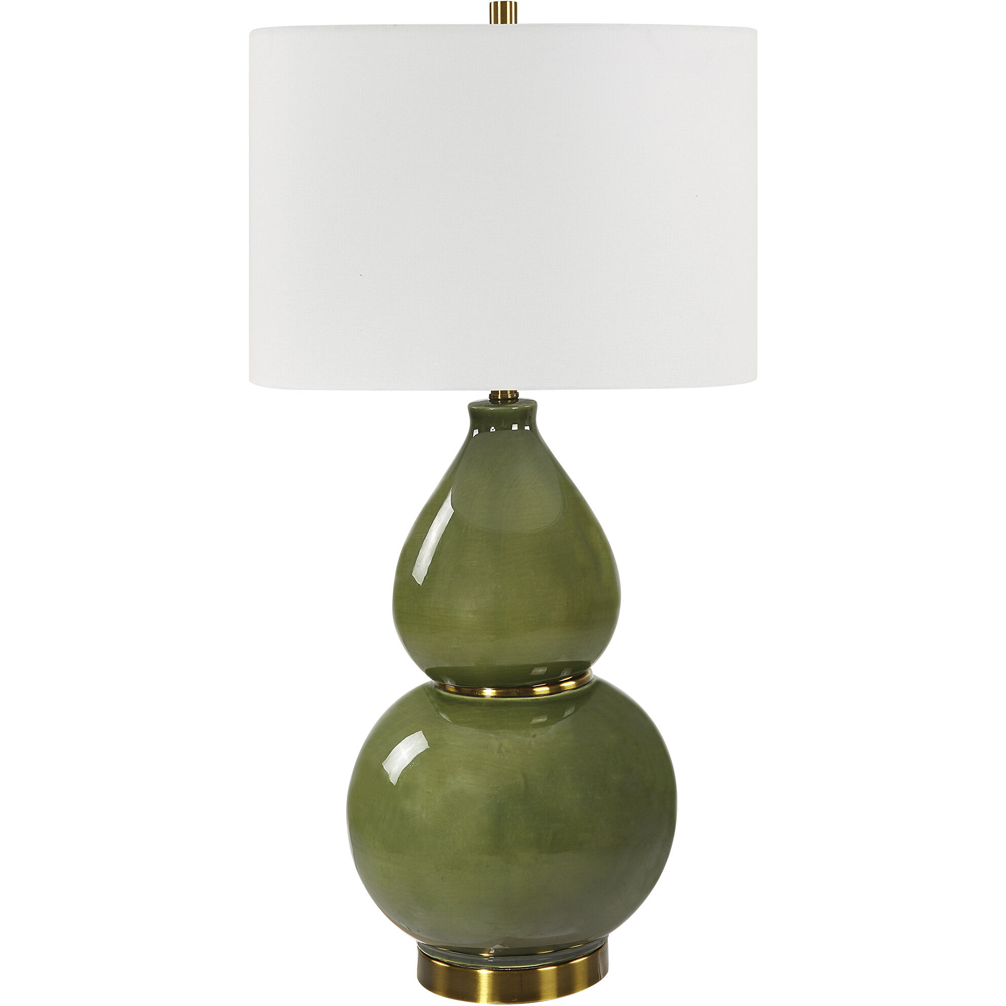 Gourd 30.5 inch 150 watt Moss Green Glaze and Antiqued Brass Table Lamp Portable Light