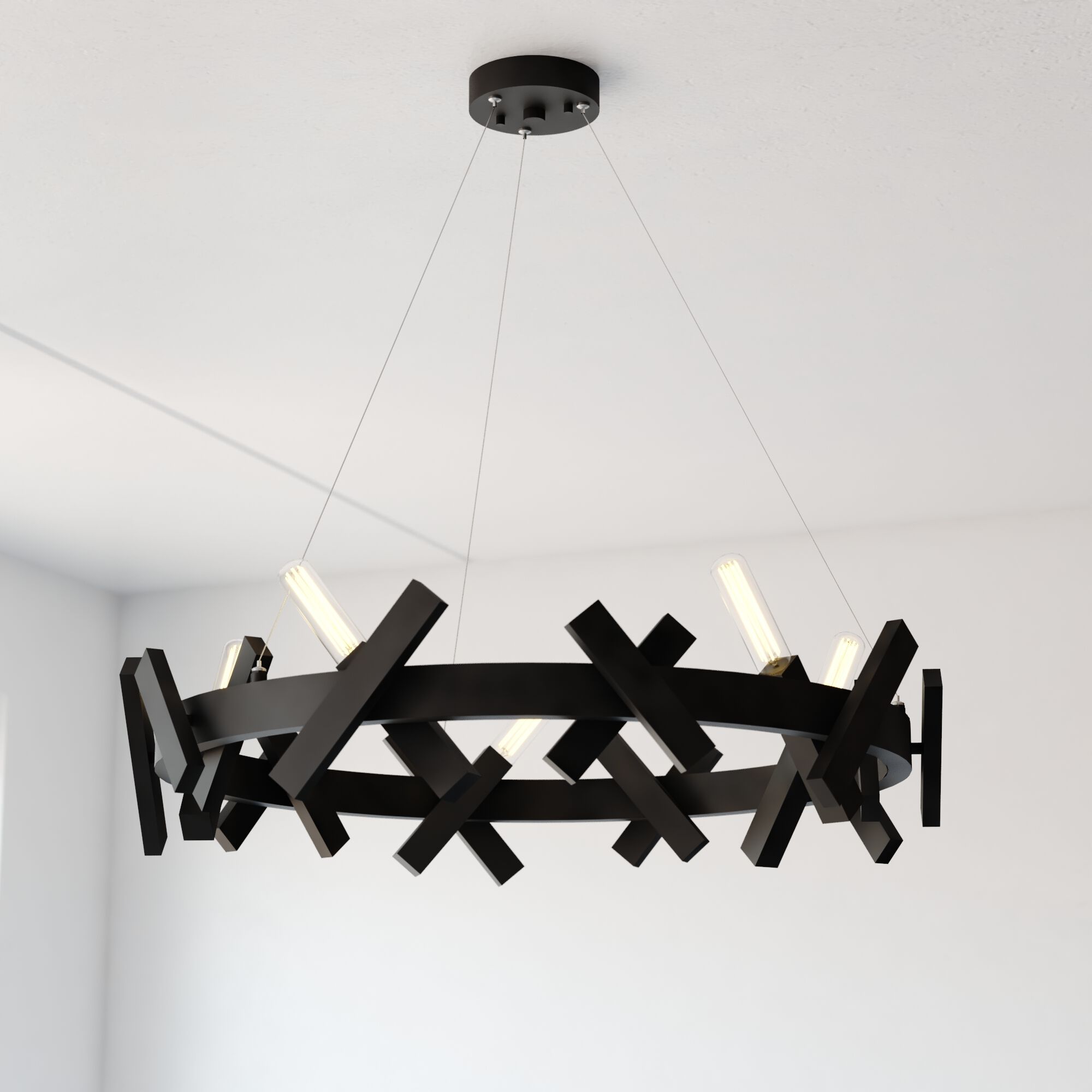 Wells LED 28 inch Matte Black Chandelier Ceiling Light