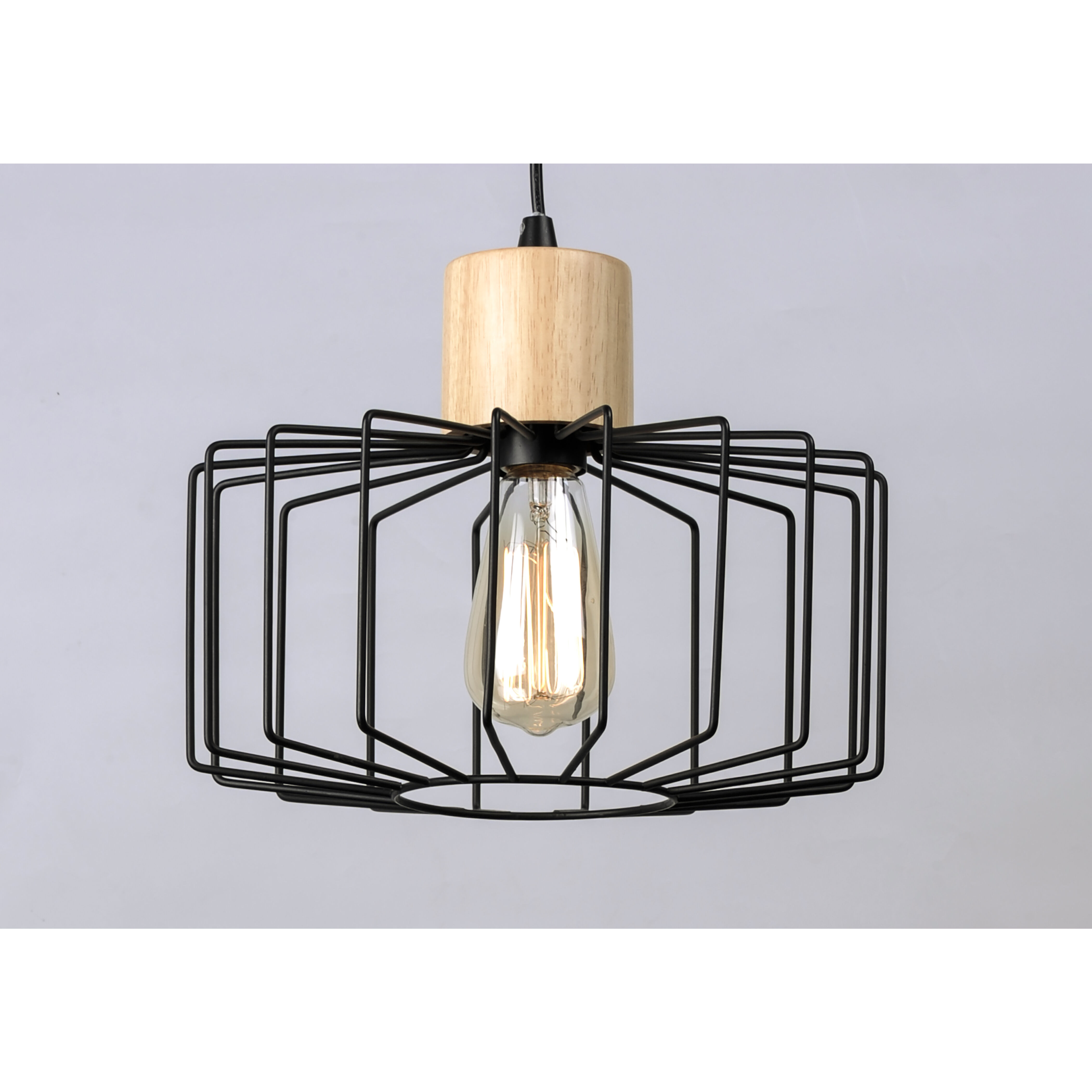 Bjorn 1 Light 11.5 inch Black/Natural Wood Single Pendant Ceiling Light