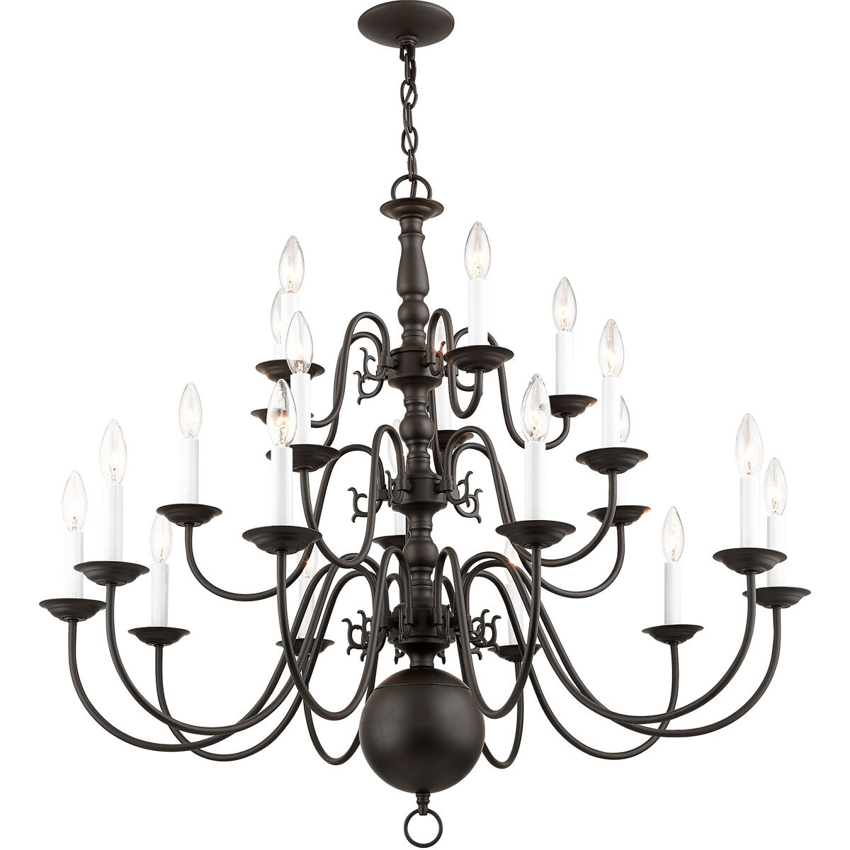 Williamsburgh 20 Light 36 inch Bronze Chandelier Ceiling Light