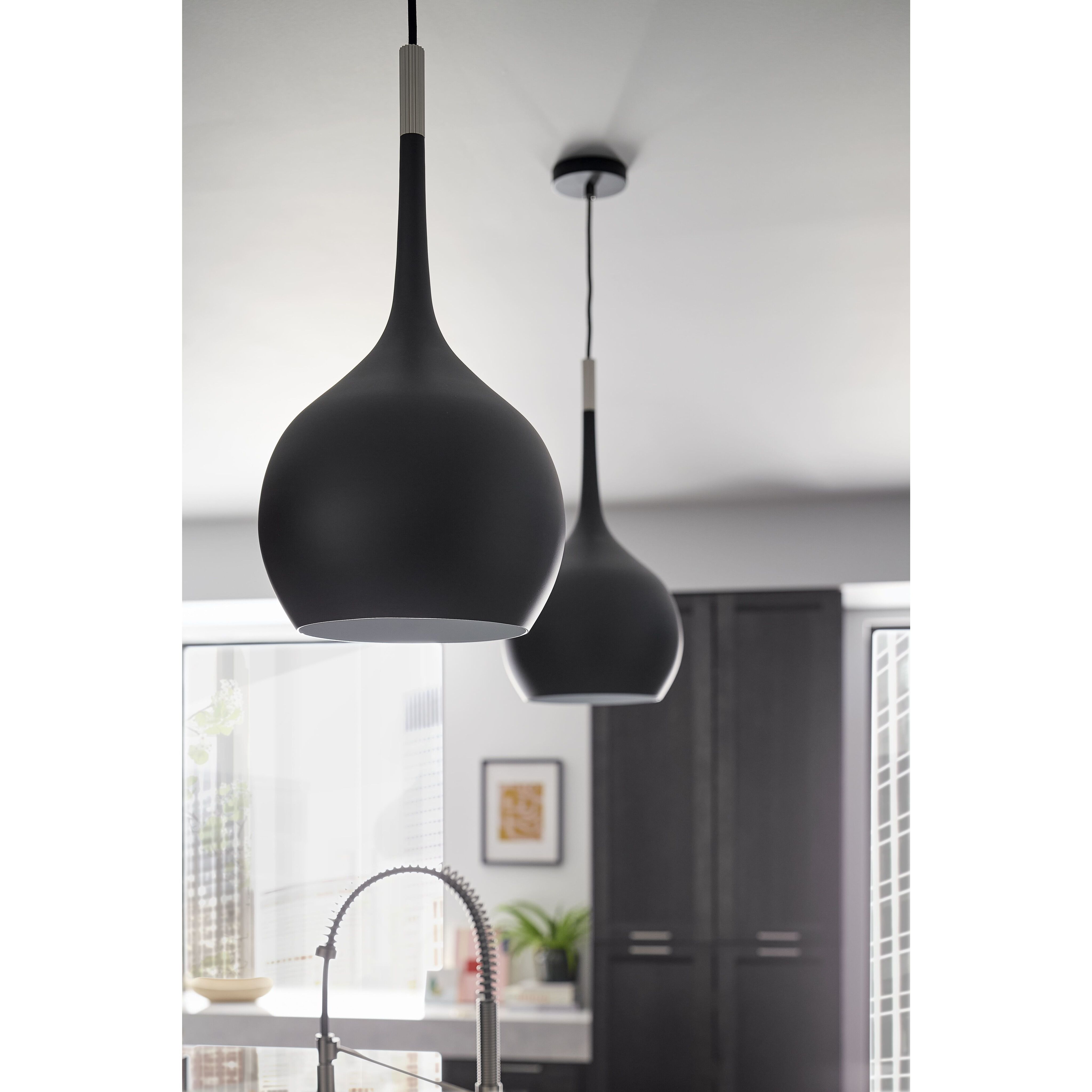 Ziggy 1 Light 12 inch Black with Polished Nickel Indoor Pendant Ceiling Light