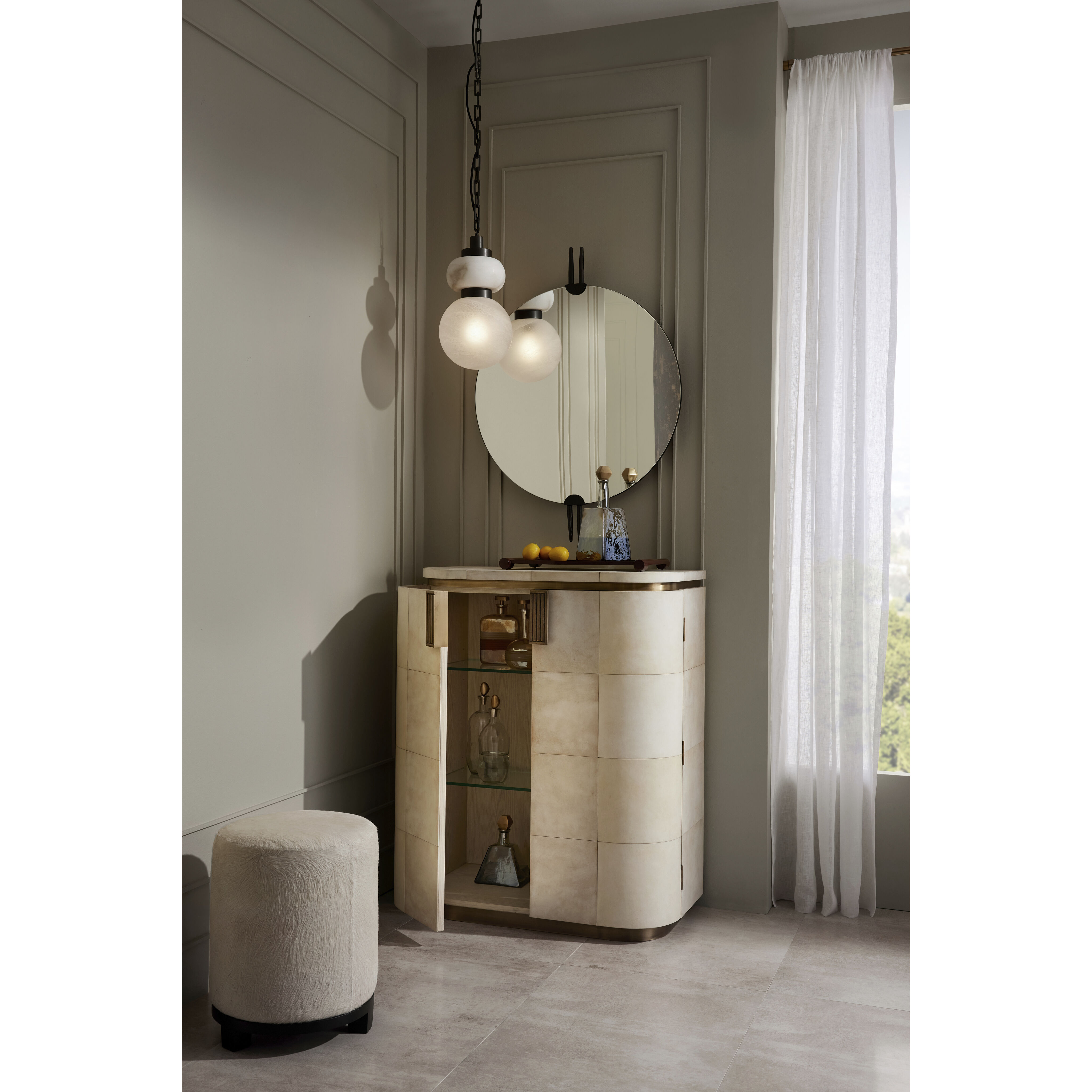 Wimberley 19 inch White and Black Ottoman